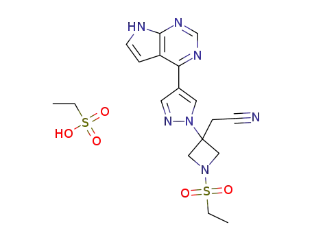 {1-(ethylsulphonyl)-3-[4-(7H-pyrrolo[2,3-d]pyrimidin-4-yl)-1H-pyrazol-1-yl]azetidin-3-yl}acetonitrile esylate