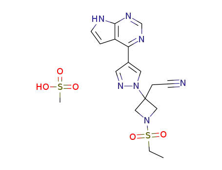 {1-(ethylsulphonyl)-3-[4-(7H-pyrrolo[2,3-d]pyrimidin-4-yl)-1H-pyrazol-1-yl]azetidin-3-yl}acetonitrile mesylate