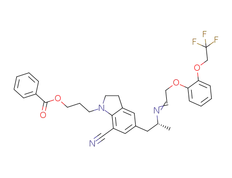 (2R)-3-(7-cyano-5-(2-(2-(2-(2,2,2-trifluoroethoxy)phenoxy)ethylideneamino)propyl)-2,3-dihydro-1H-indol-1-yl)propyl benzoate