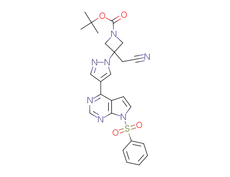 tert-butyl 3-{4-[7-(benzenesulfonyl)-7H-pyrrolo[2,3-d]pyrimidin-4-yl]-1H-pyrazol-1-yl}-3-(cyanomethyl)azetidine-1-carboxylate