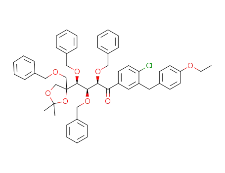 (2R,3S,4S)-2,3,4-tribenzyloxy-4-(4-((benzyloxy)methyl)-2,2-dimethyl-1,3-dioxanepent-4-yl)-1-(4-chloro-3-(4-ethoxybenzyl)phenyl)butan-1-one