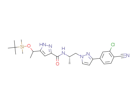5-(1-((tert-butyldimethylsilyl)oxy)ethyl)-N-((S)-1-(3-(3-chloro-4-cyanophenyl)-1H-pyrazol-1-yl)propan-2-yl)-1H-pyrazole-3-carboxamide