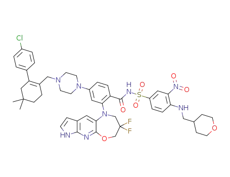 4-(4-((4’-chloro-5,5-dimethyl-3,4,5,6-tetrahydro-[1,1’-biphenyl]-2-yl)methyl)piperazin-1-yl)-2-(3,3-difluoro-3,4-dihydro-2H-pyrrolo[3’,2’:5,6]pyrido[2,3-b][1,4]oxazepin-1(7H)-yl)-N-((3-nitro-4-(((tetrahydro-2H-pyran-4-yl)methyl)amino)phenyl)sulfonyl)benzamide