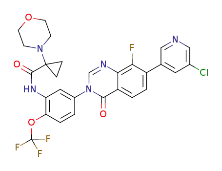 N-{5-[7-(5-chloropyridin-3-yl)-8-fluoro-4-oxoquinazolin-3(4H)-yl]-2-(trifluoromethoxy)phenyl}-1-(morpholin-4-yl)cyclopropane-1-carboxamide