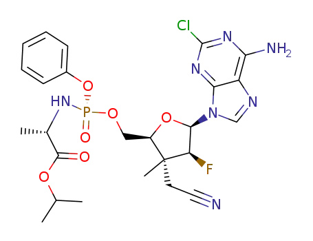 (+)-isopropyl ((S)-(((2S,3R,4S,5R)-5-(6-amino-2-chloro-9H-purin-9-yl)-3-(cyanomethyl)-4-fluoro-3-methyltetrahydrofuran-2-yl)methoxy)(phenoxy)phosphoryl)-L-alaninate