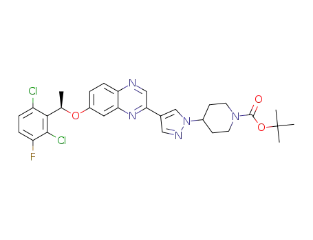 tert-butyl (R)-4-(4-(7-(1-(2,6-dichloro-3-fluorophenyl)ethoxy)quinoxalin-2-yl)-1H-pyrazol-1-yl)piperidine-1-carboxylate