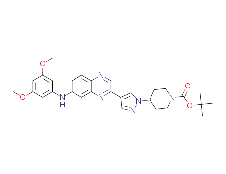 tert-butyl 4-(4-(7-((3,5-dimethoxyphenyl)amino)quinoxalin-2-yl)-1H-pyrazol-1-yl)piperidine-1-carboxylate