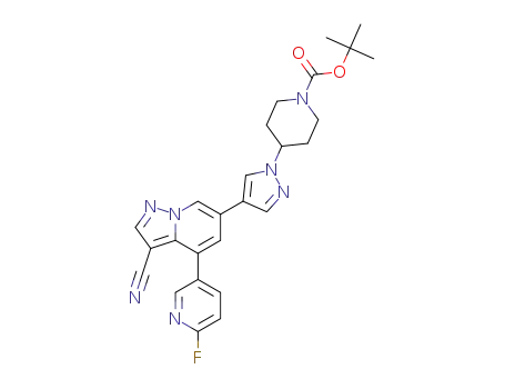 tert-butyl 4-(4-(3-cyano-4-(6-fluoropyridin-3-yl)pyrazolo[1,5-a]pyridin-6-yl)-1H-pyrazol-1-yl)piperidine-1-carboxylate