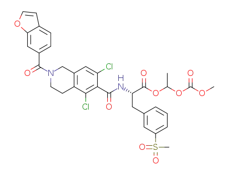 1-((methoxycarbonyl)oxy)ethyl (2S)-2-(2-(benzofuran-6-carbonyl)-5,7-dichloro-1,2,3,4-tetrahydroisoquinoline-6-carboxamido)-3-(3-(methylsulfonyl)phenyl)propanoate