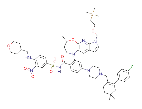 4-(4-[[2-(4-chlorophenyl)-4,4-dimethylcyclohex-1-en-1-yl]methyl]piperazin-1-yl)-2-[(13S)-13-methyl-4-[[2-(trimethylsilyl)ethoxy]methyl]-14-oxa-2,4,10-triazatricyclo[7.5.0.0^[3,7]]tetradeca-1(9),2,5,7-tetraen-10-yl]-N-(3-nitro-4-[[(oxan-4-yl)methyl]amino]benzenesulfonyl)benzamide