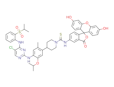 4-(4-((5-chloro-4-((2-(isopropylsulfonyl)phenyl)amino)pyrimidin-2-yl)amino)-5-isopropoxy-2-methylphenyl)-N-(3′,6′-dihydroxy-3-oxo-3H-spiro[isobenzofuran-1,9′-xanthen]-5-yl)piperidine-1-carbothioamide