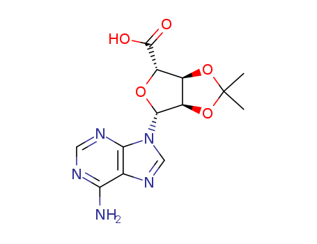19234-66-3,2',3'-O-ISOPROPYLIDENE-ADENOSINE-5'-CARBOXYLIC ACID,Ribofuranuronicacid, 1-(6-amino-9H-purin-9-yl)-1-deoxy-2,3-O-isopropylidene-, b-D- (8CI);Furo[3,4-d]-1,3-dioxole, b-D-ribofuranuronic acid deriv.; 2',3'-O-Isopropylideneadenosine-5'-carboxylic acid; NSC 143678