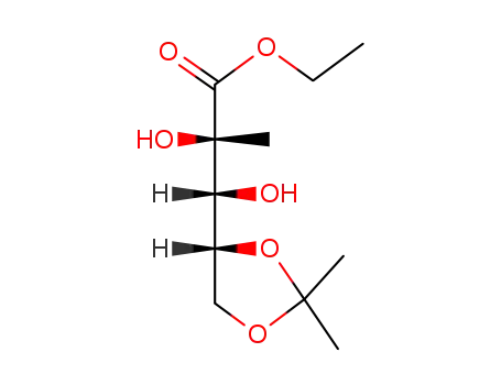 Molecular Structure of 93635-76-8 (D-Arabinonic acid, 2-C-methyl-4,5-O-(1-methylethylidene)-,ethyl ester)
