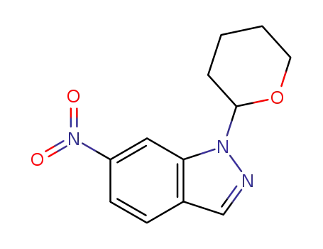 Molecular Structure of 150187-67-0 (1-(tetrahydro-2H-pyran-2-yl)-6-nitro-1H-indazole)