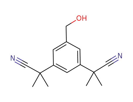 Molecular Structure of 120511-88-8 (5-(Hydroxymethyl)-alpha,alpha,alpha',alpha'-tetramethyl-1,3-benzenediacetonitrile)