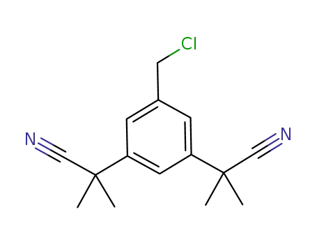 Molecular Structure of 120511-91-3 (2-[3-CHLOROMETHYL-5-(CYANO-DIMETHYL-METHYL)-PHENYL]-2-METHYL-PROPIONITRILE)