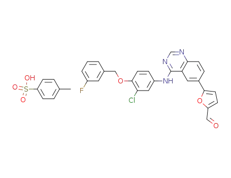 5-(4-[3-chloro-4-(3-fluorobenzyloxy)-anilino]-6-quinazolinyl)-furan-2-carbaldehyde 4-methylbenzenesulfonate