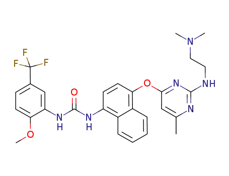 1-{4-[2-(2-dimethylamino-ethylamino)-6-methyl-pyrimidin-4-yloxy]-naphthalen-1-yl}-3-(2-methoxy-5-trifluoromethyl-phenyl)-urea