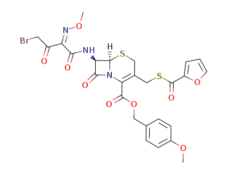 7-[2-(syn)methoxyimino-3-oxo-4-bromobutyrylamino]-3-[(fur-2-ylcarbonyl)thiomethyl]-3-cephem-4-carboxylic acid p-methoxybenzyl ester
