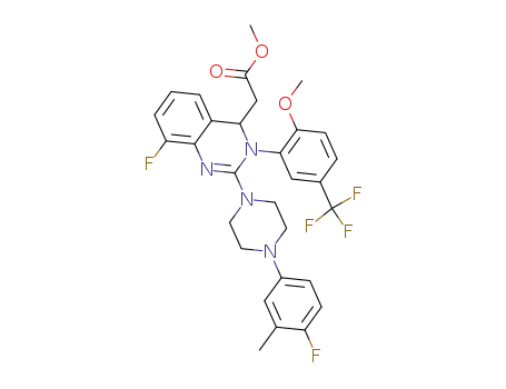 {8-fluoro-2-[4-(4-fluoro-3-methylphenyl)-1-piperazinyl]-3-[6-methoxy-3-(trifluoro-methyl)phenyl]-3,4-dihydro-4-quinazolinyl}-acetic acid methyl ester