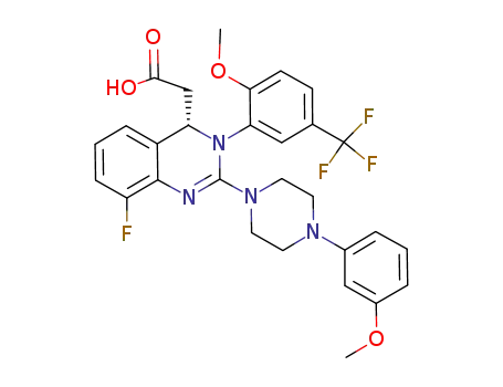 (S)-2-(8-fluoro-3-(2-methoxy-5-(trifluoromethyl)-phenyl)-2-(4-(3-methoxyphenyl)piperazin-1-yl)-3,4-dihydroquinazolin-4-yl)acetic acid