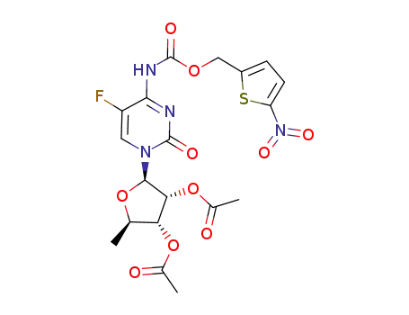 Molecular Structure of 880633-97-6 (Cytidine, 5'-deoxy-5-fluoro-N-[[(5-nitro-2-thienyl)methoxy]carbonyl]-,
2',3'-diacetate)