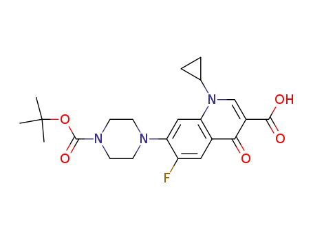 Molecular Structure of 93594-48-0 (3-Quinolinecarboxylic acid,
1-cyclopropyl-7-[4-[(1,1-dimethylethoxy)carbonyl]-1-piperazinyl]-6-fluoro
-1,4-dihydro-4-oxo-)