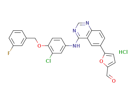 5-(4-(3-chloro-4-(3-fluorobenzyloxy)phenylamino)quinazolin-6-yl)furan-2-carbaldehyde hydrochloride