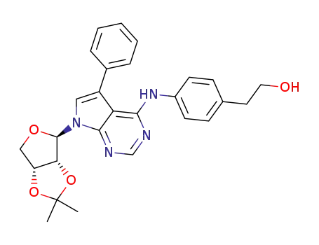 4-N-[4-(2-hydroxyethyl)phenyl]amino-5-phenyl-7-(2,3-O-(methylethylidene)-β-D-erythrofuranosyl)pyrrolo[2,3-d]pyrimidine