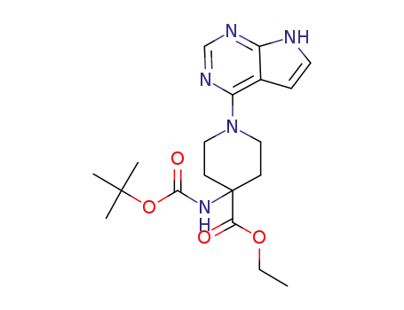 4-tert-butoxycarbonylamino-1-(7H-pyrrolo[2,3-d]pyrimidin-4-yl)-piperidine-4-carboxylic acid ethyl ester