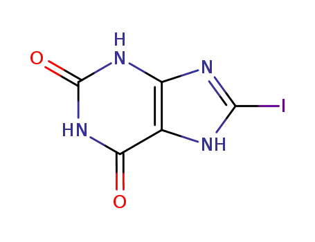 Molecular Structure of 64761-27-9 (1H-Purine-2,6-dione, 3,7-dihydro-8-iodo-)