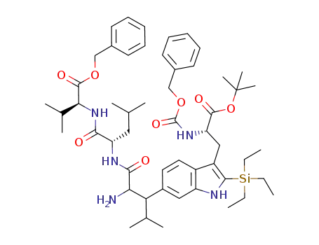 (S)-benzyl 2-((S)-2-(2-amino-3-(3-((S)-2-(benzyloxycarbonylamino)-3-tert-butoxy-3-oxopropyl)-2-(triethylsilyl)-1H-indol-6-yl)-4-methylpentanamido)-4-methylpentanamido)-3-methylbutanoate