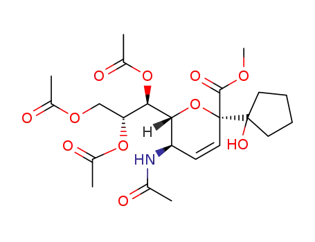 1-C-[methyl(5-acetamido-7,8,9-tri-O-acetyl-2,6-anhydro-3,5-dideoxy-D-glycero-α-D-galactononulosyl)-3-enoate]cyclopentanol