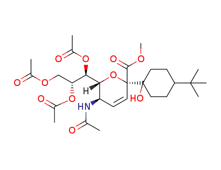 1-C-[methyl(5-acetamido-7,8,9-tri-O-acetyl-2,6-anhydro-3,5-dideoxy-D-glycero-α-D-galactononulosyl)-3-enoate]-4-tert-butylcyclohexanol