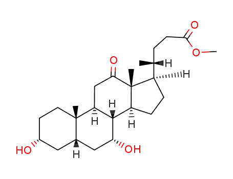 Molecular Structure of 10538-64-4 (Cholan-24-oic acid,3,7-dihydroxy-12-oxo-, methyl ester, (3a,5b,7a)-)