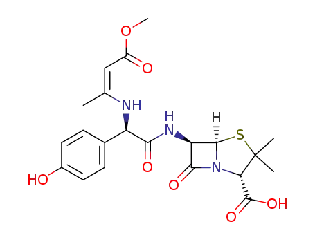 (Z)-6-(2-(4-hydroxyphenyl)-2-([4-methoxy-4-oxobut-2-en-2-yl]amino)acetamido)-3,3-dimethyl-7-oxo-4-thia-1-azabicyclo[3.2.0]heptane-2-carboxylic acid