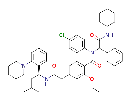 N-(4-chlorophenyl)-N-(2-(cyclohexylamino)-2-oxo-1-phenylethyl)-2-ethoxy-4-(2-((S)-3-methyl-1-(2-(piperidin-1-yl)phenyl)butylamino)-2-oxoethyl)benzamide