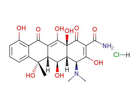 2058-46-0,Oxytetracycline hydrochloride,2-Naphthacenecarboxamide,4-(dimethylamino)-1,4,4a,5,5a,6,11,12a-octahydro-3,5,6,10,12,12a-hexahydroxy-6-methyl-1,11-dioxo-,monohydrochloride, [4S-(4a,4aa,5a,5aa,6b,12aa)]-;1-Dimethylamino-1,4,6,11,12,13,14,18-octahydro-2,5,7,11,12,14-hexahydroxy-4,6-dioxo-11-methylnaphthacene-3-carbonamidehydrochloride;5-Hydroxytetracycline hydrochloride;5-Hydroxytetracyclinemonohydrochloride;Alamycin;Aquacycline;Duphacycline;Engemycin;Gynamousse;Mepatar;Oxy WS;Oxy-Dumocyclin;Oxybiotic;Oxycyclin;Oxypan;Oxytet;Oxytetrin;TM 5;Terraject;Terramycin hydrochloride;Tetra-Tabilinen;Tetran hydrochloride;Toxinal;Vetilmicin;