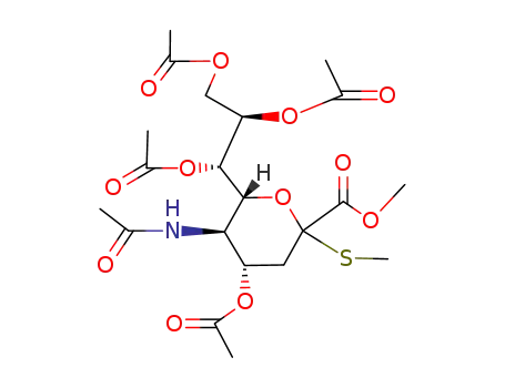 Molecular Structure of 144240-36-8 (METHYL (METHYL 5-ACETAMIDO-4,7,8,9-TETRA-O-ACETYL-3,5-DIDEOXY-2-THIO-D-GLYCERO-D-GALACTO-2-NONULOPYRANOSID)ONATE)