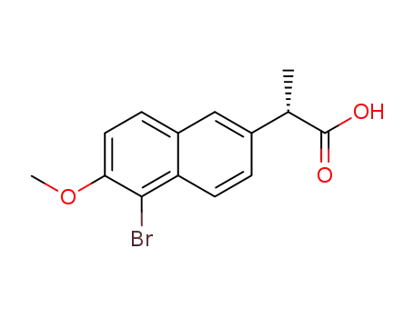 Molecular Structure of 84236-26-0 ((S)-5-bromo-6-methoxy-alpha-methylnaphthalene-1-acetic acid)