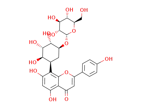 Molecular Structure of 84563-91-7 (L-chiro-Inositol,2,3-dideoxy-3-[5,7-dihydroxy-2-(4-hydroxyphenyl)-4-oxo-4H-1-benzopyran-8-yl]-1-O-a-D-glucopyranosyl- (9CI))