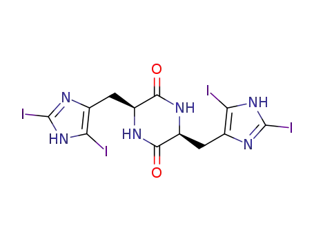 (3S)-cis-3,6-bis-(2,5-diiodo-1(3)H-imidazol-4-ylmethyl)-piperazine-2,5-dione