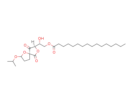 Hexadecanoic acid (R)-2-hydroxy-2-((5S,8R)-2-isopropoxy-6,9-dioxo-1,7-dioxa-spiro[4.4]non-8-yl)-ethyl ester