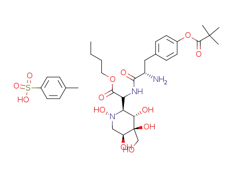 2-(4-hydroxymethyl-1,3,4,5-tetrahydroxy-2-piperidinyl)-2-[(O-t-butylcarbonyl)tyrosylamino]acetic acid n-butyl ester p-toluenesulfonate salt