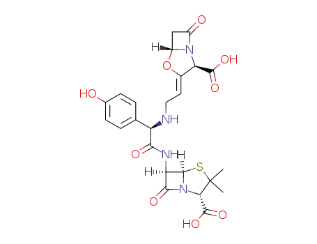 (2R,5R)-3-[2-{[(R)-((2S,5R,6R)-2-Carboxy-3,3-dimethyl-7-oxo-4-thia-1-aza-bicyclo[3.2.0]hept-6-ylcarbamoyl)-(4-hydroxy-phenyl)-methyl]-amino}-eth-(Z)-ylidene]-7-oxo-4-oxa-1-aza-bicyclo[3.2.0]heptane-2-carboxylic acid