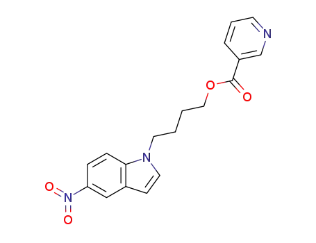 Molecular Structure of 578726-03-1 (3-Pyridinecarboxylic acid, 4-(5-nitro-1H-indol-1-yl)butyl ester)