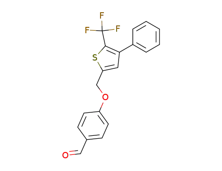 Molecular Structure of 569685-43-4 (Benzaldehyde, 4-[[4-phenyl-5-(trifluoromethyl)-2-thienyl]methoxy]-)