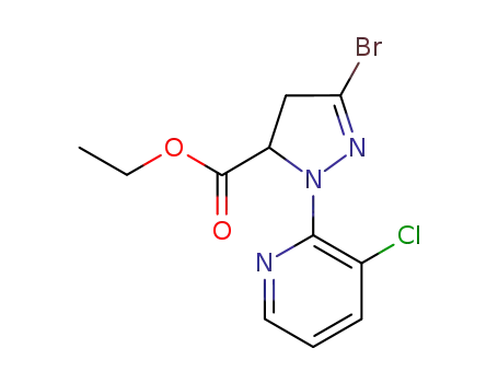 Molecular Structure of 500011-91-6 (5-BROMO-2-(3-CHLORO-PYRIDIN-2-YL)-3,4-DIHYDRO-2H-PYRAZOLE-3-CARBOXYLIC ACID ETHYL ESTER)