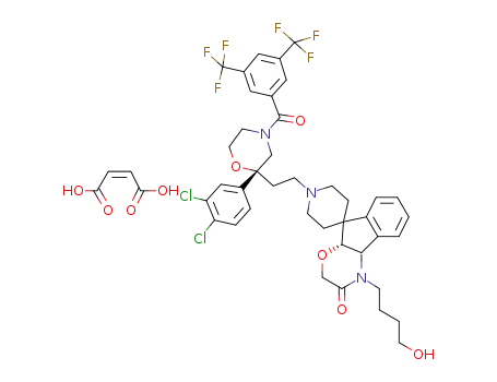 2-[((2S)-1'-{2-[(2R)-4-[3,5-bis(Trifluoromethyl)benzoyl]-2-(3,4-dichlorophenyl)morpholin-2-yl]ethyl}-2,3-dihydrospiro[indene-1,4'-piperidin]-2-yl)oxy]-N-(4-hydroxybutyl)-N-methylacetamide maleate