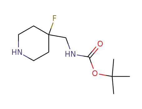 Molecular Structure of 871022-62-7 (Tert-butyl (4-fluoropiperidin-4-yl)methylcarbamate)